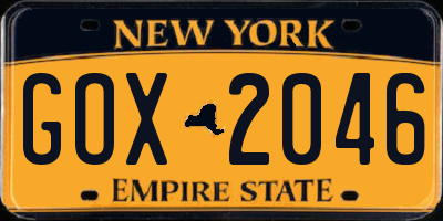 NY license plate GOX2046