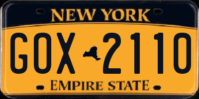 NY license plate GOX2110