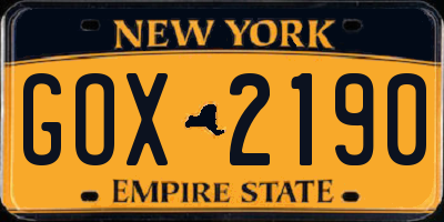 NY license plate GOX2190