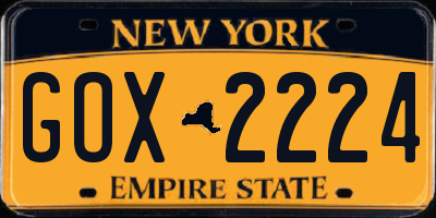 NY license plate GOX2224