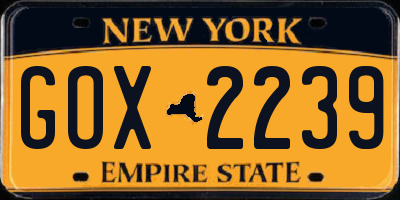 NY license plate GOX2239