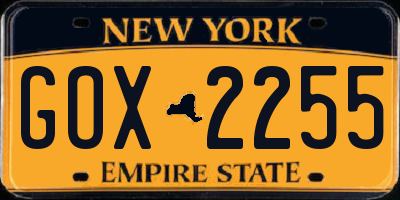 NY license plate GOX2255