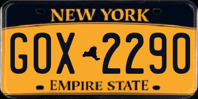NY license plate GOX2290