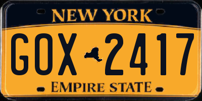 NY license plate GOX2417
