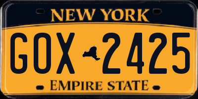 NY license plate GOX2425