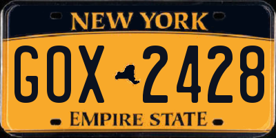 NY license plate GOX2428