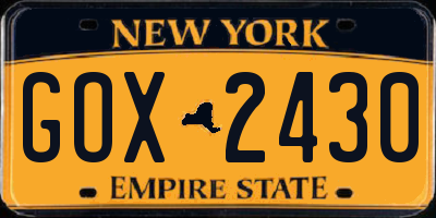 NY license plate GOX2430