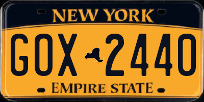 NY license plate GOX2440
