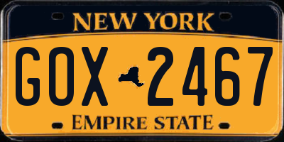 NY license plate GOX2467