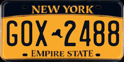 NY license plate GOX2488