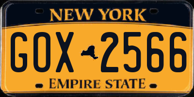 NY license plate GOX2566