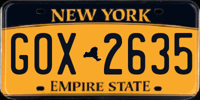 NY license plate GOX2635