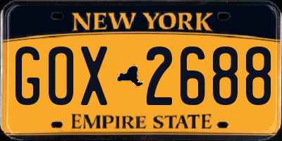 NY license plate GOX2688
