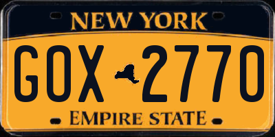 NY license plate GOX2770