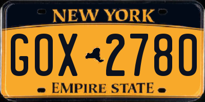 NY license plate GOX2780