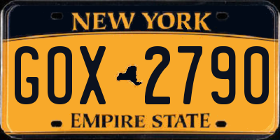 NY license plate GOX2790
