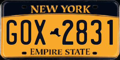 NY license plate GOX2831