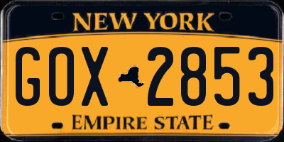 NY license plate GOX2853