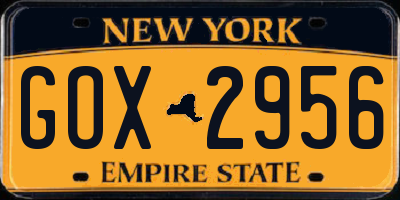 NY license plate GOX2956