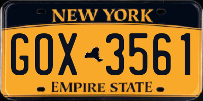 NY license plate GOX3561
