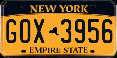 NY license plate GOX3956