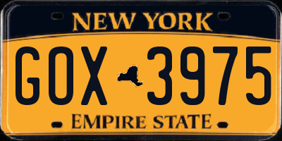 NY license plate GOX3975
