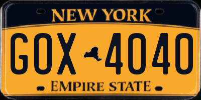 NY license plate GOX4040
