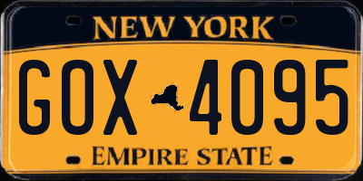 NY license plate GOX4095