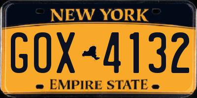 NY license plate GOX4132