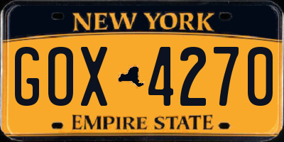 NY license plate GOX4270