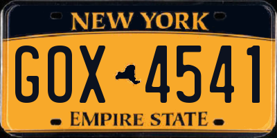 NY license plate GOX4541