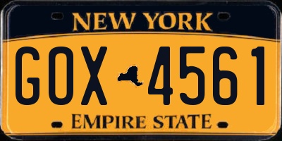 NY license plate GOX4561