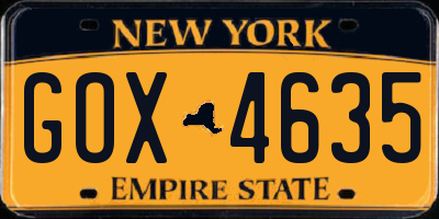 NY license plate GOX4635