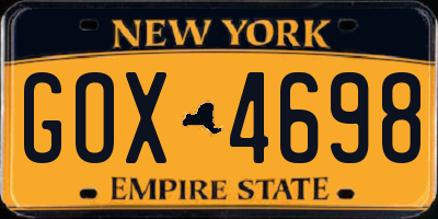NY license plate GOX4698