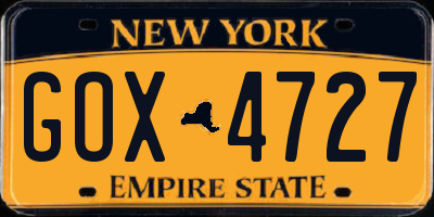 NY license plate GOX4727