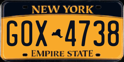 NY license plate GOX4738