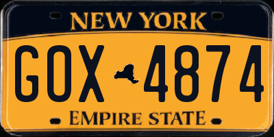 NY license plate GOX4874