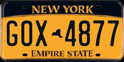 NY license plate GOX4877