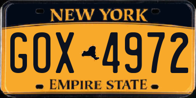 NY license plate GOX4972