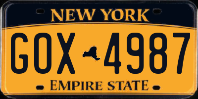 NY license plate GOX4987