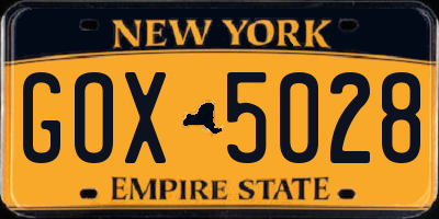 NY license plate GOX5028