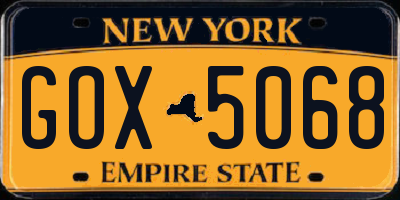 NY license plate GOX5068