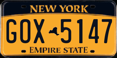 NY license plate GOX5147