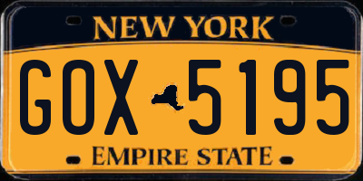 NY license plate GOX5195