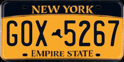 NY license plate GOX5267