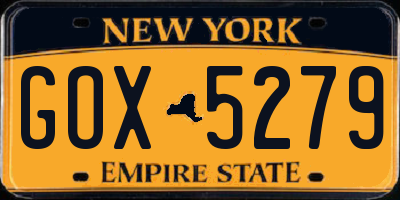 NY license plate GOX5279