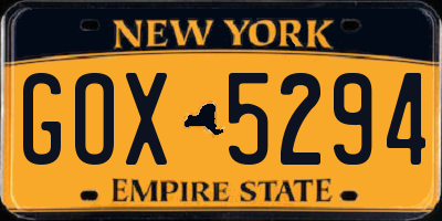 NY license plate GOX5294