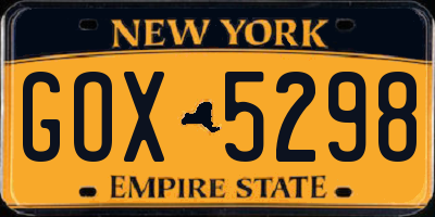 NY license plate GOX5298