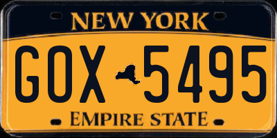 NY license plate GOX5495