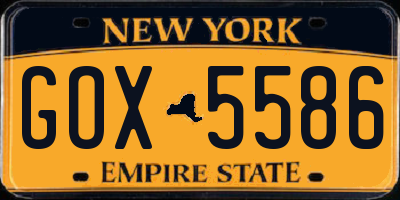 NY license plate GOX5586